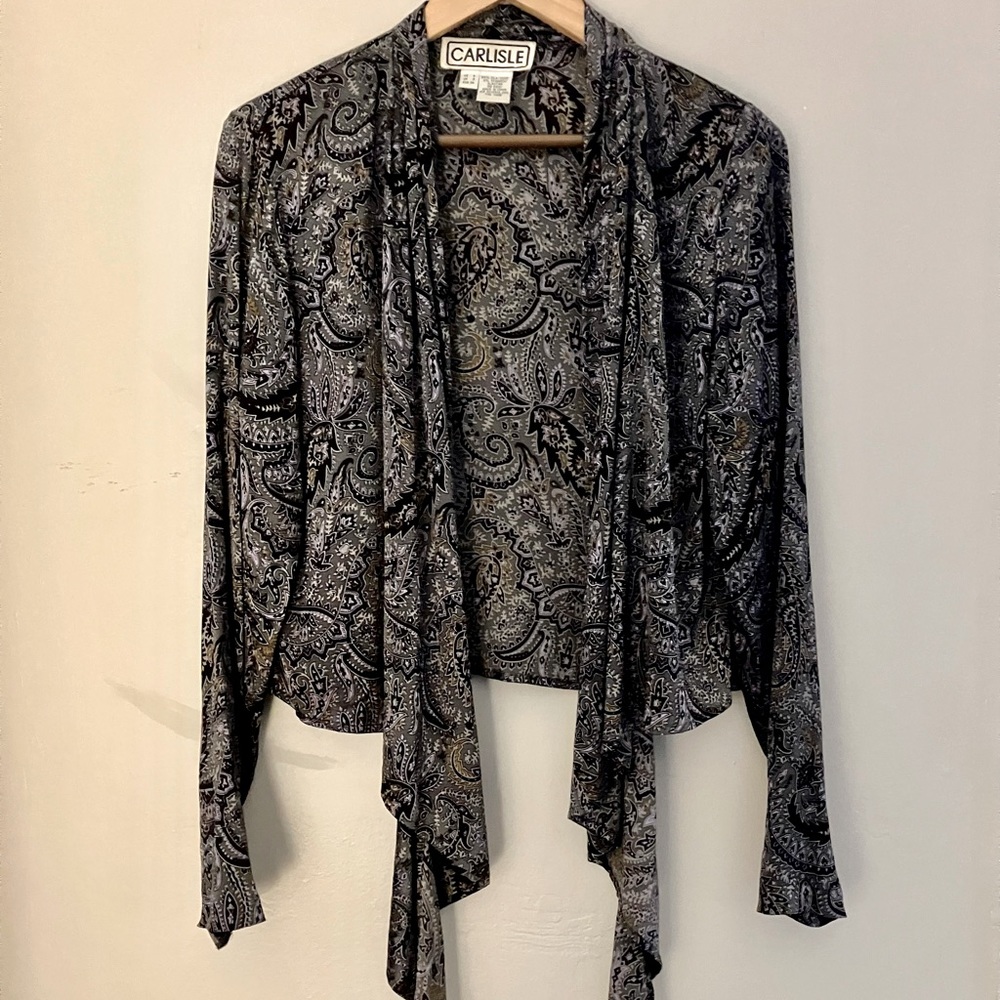 Carlisle Silk Paisley Waterfall Blouse Top Size 6